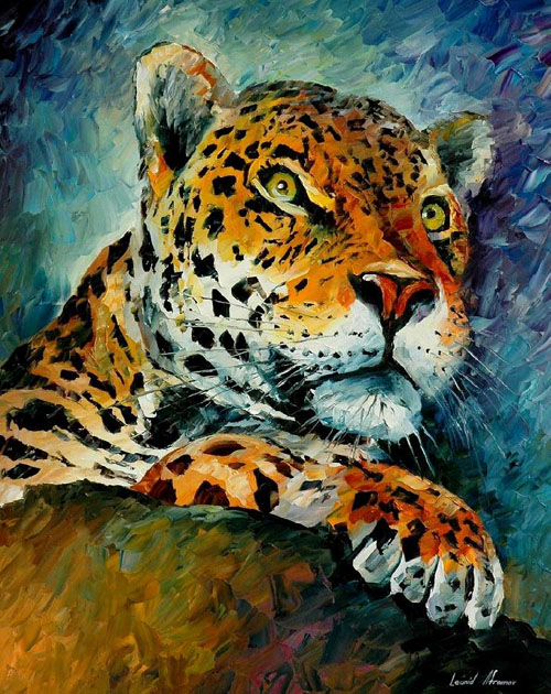 afremov08 LEOPARD - Original Oil Painting on Canvas
