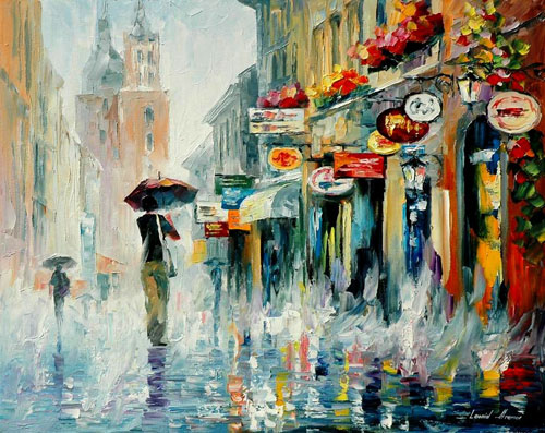 afremov21 DOWNPOUR - Original Oil Painting