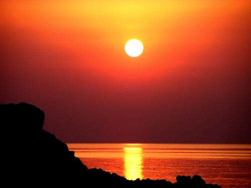 Sunset of seashore in Japan