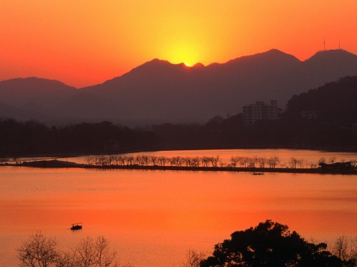 sunset50 Sunset Over West Lake, Hangzhou, Zhejiang, China