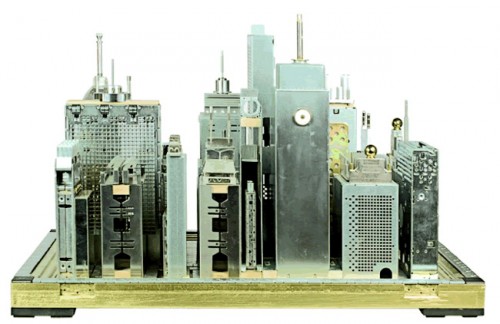 computer-city-1 Computer Parts Transformed into Urban Sculptures