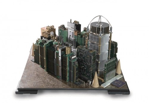 Computer Parts Transformed into Urban Sculptures