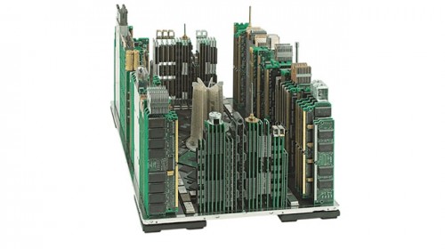 Computer Parts Transformed into Urban Sculptures